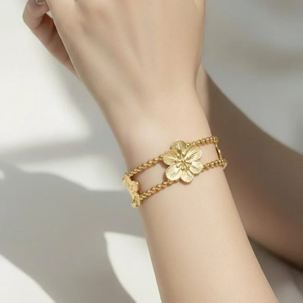 304 Stainless Steel Adjustable Bracelet/Hypoallergenic, KC Golden Plated Bangle